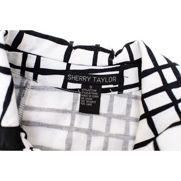 Sherry Taylor Women's Black and White Blazer missing button Small Geometric - Picture 7 of 7